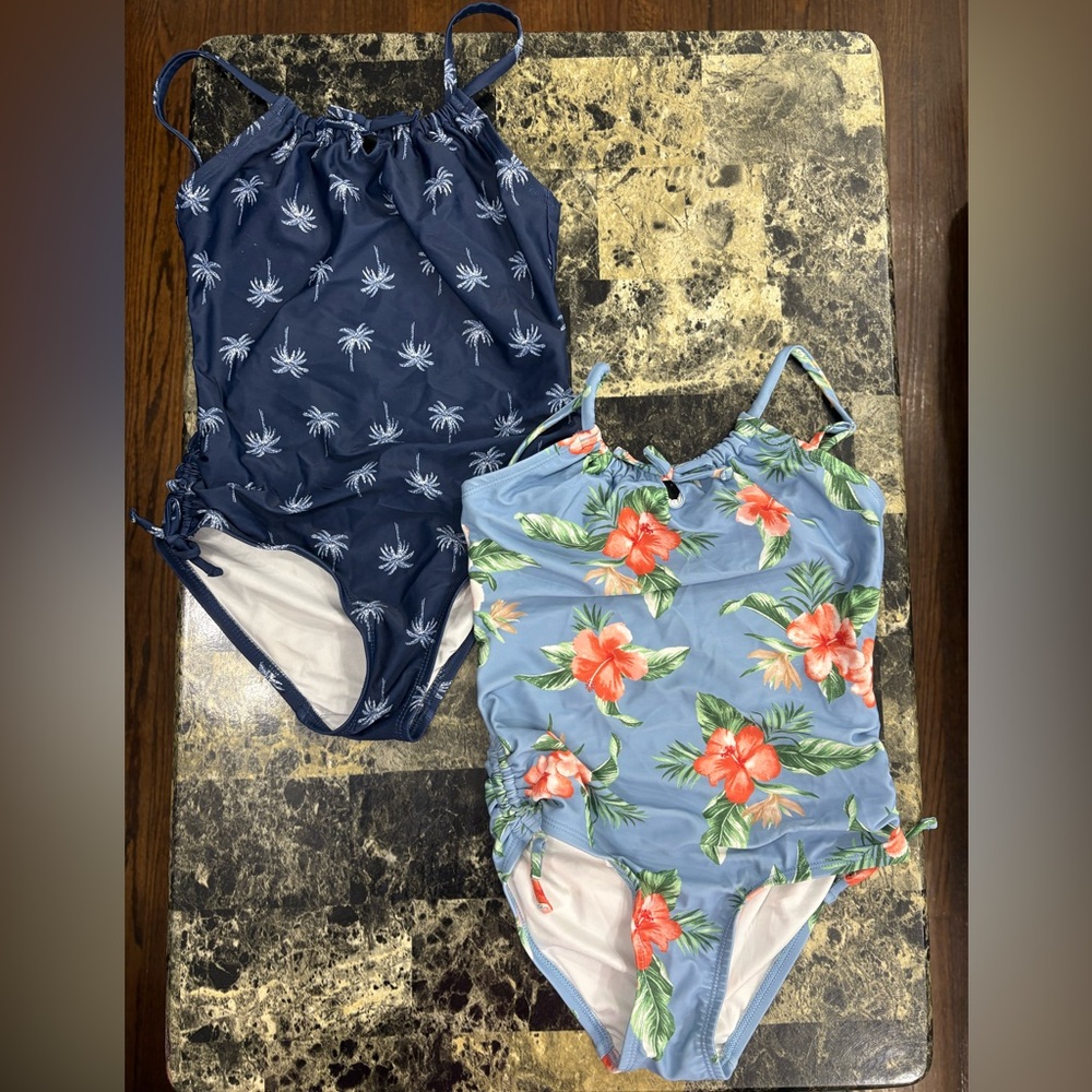 Tropical Floral and Palm Print Swimsuit Bundle